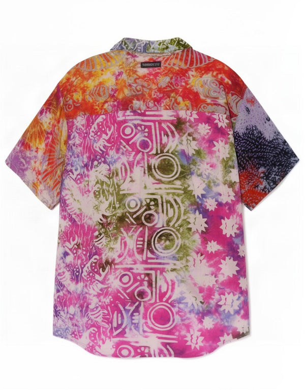 Vintage Mens Short Sleeve Shirt Small Multicoloured Tie Dye