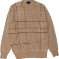 DOCKERS Mens Crew Neck Jumper Sweater Medium Beige Check Acrylic Vintage Dockers and Second-Hand Dockers from Messina Hembry 
