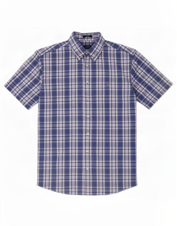 Gant Mens Short Sleeve Regular Fit Shirt Size 41/42 16 1/2 Large Blue Check