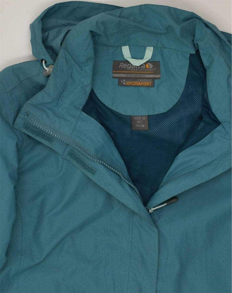 REGATTA Womens Hooded Waterproof Jacket UK 12 Medium  Turquoise Polyester | Vintage Regatta | Thrift | Second-Hand Regatta | Used Clothing | Messina Hembry 