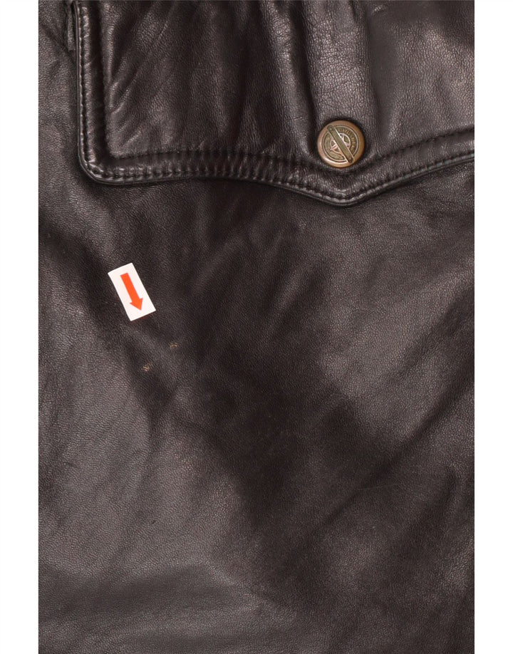 VINTAGE Mens Leather Jacket IT 54 2XL Black Leather