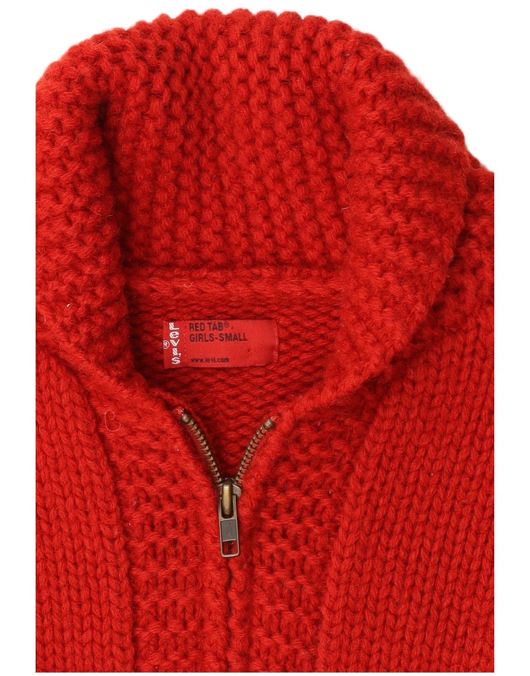 LEVI'S Girls Graphic Cardigan Sweater 10-11 Years Small  Red Wool