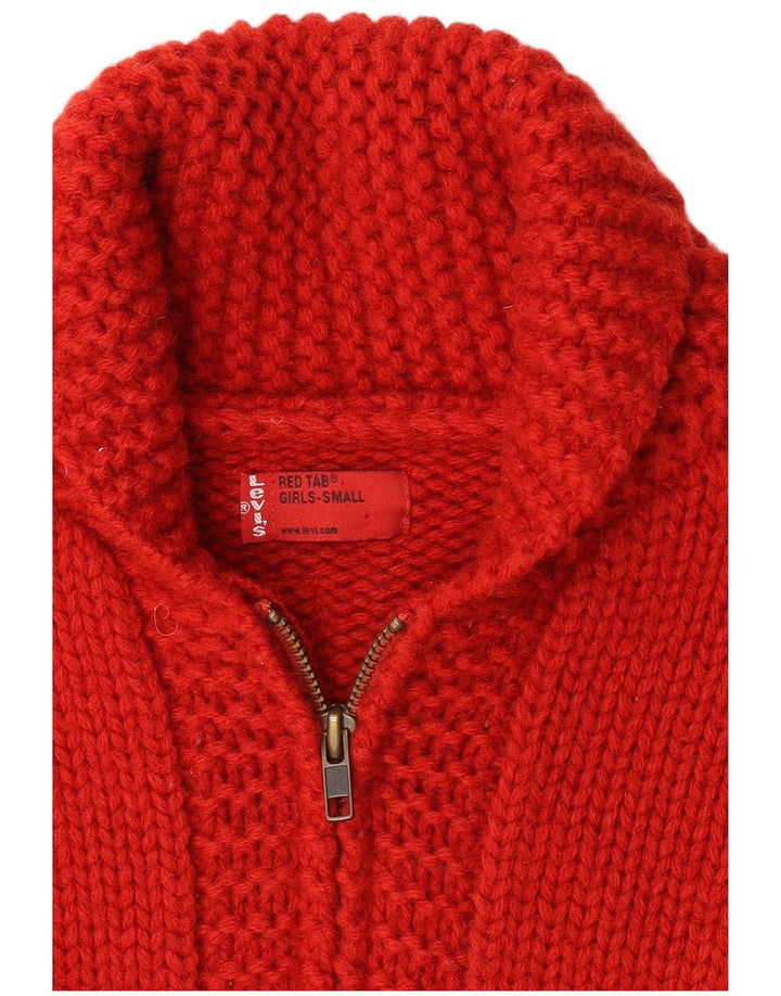LEVI'S Girls Graphic Cardigan Sweater 10-11 Years Small  Red Wool