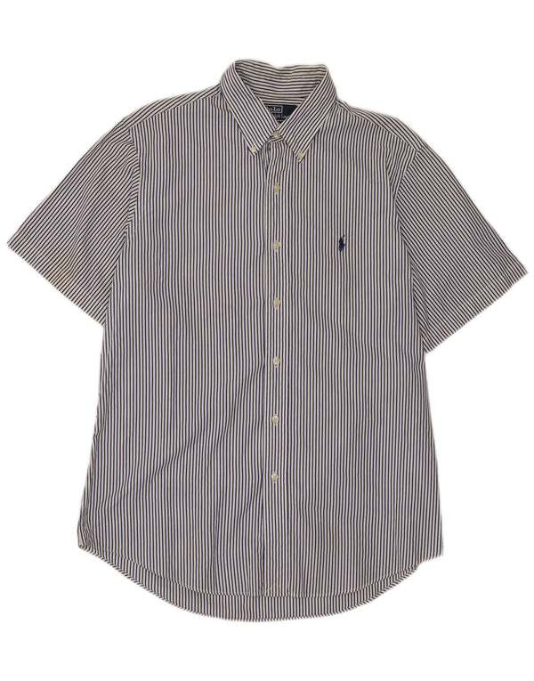 Polo Ralph Lauren Mens Short Sleeve Shirt Size 42 16 1/2 Large Blue Striped