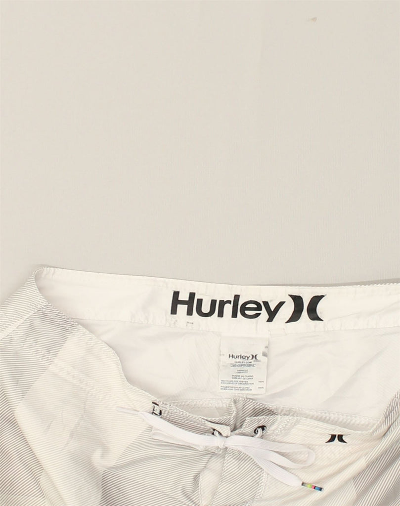 HURLEY Mens Graphic Swimming Shorts W34 Large Grey Check Polyester | Vintage Hurley | Thrift | Second-Hand Hurley | Used Clothing | Messina Hembry 