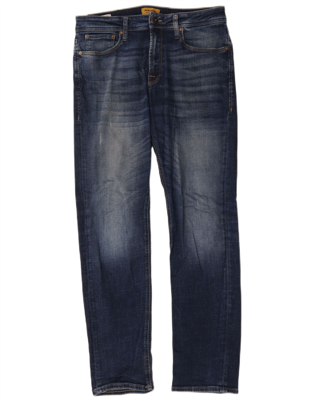 Jack & Jones Mens Straight Jeans W32 L32 Blue Cotton