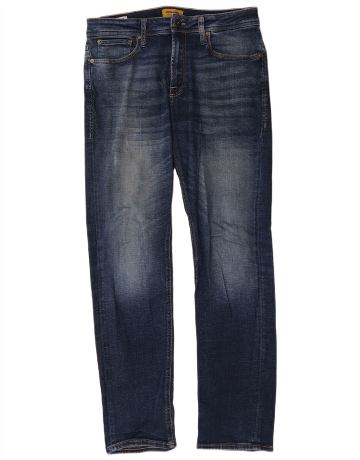 Jack & Jones Mens Straight Jeans W32 L32 Blue Cotton