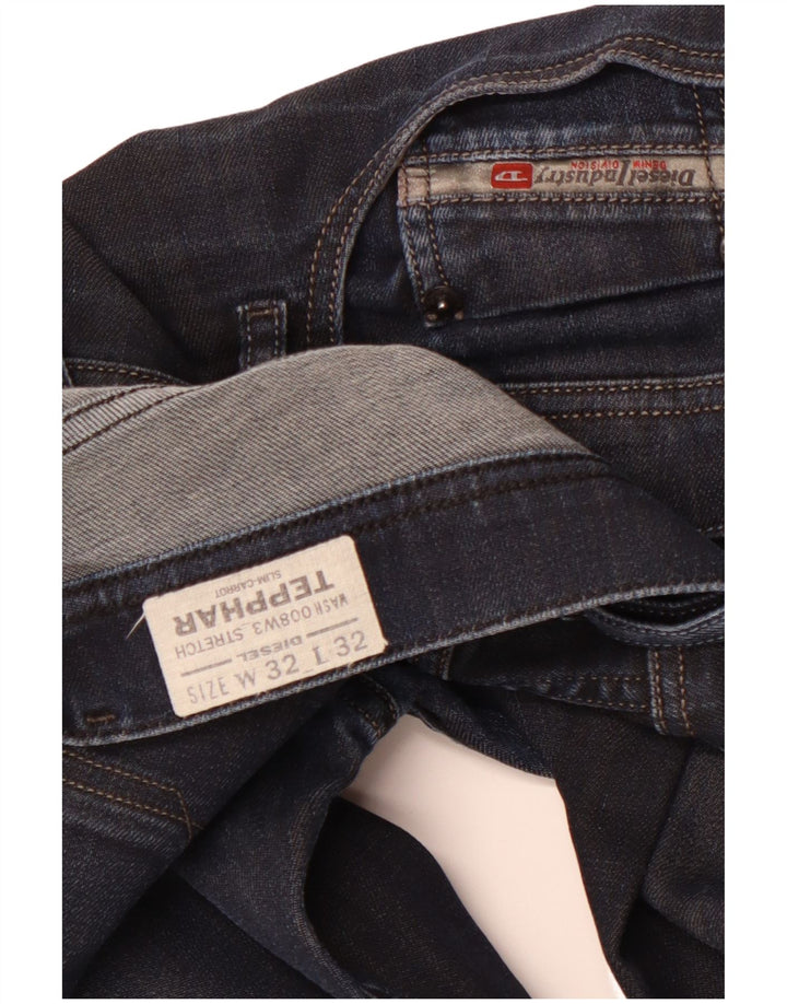 DIESEL Mens Tepphar Carrot Slim Jeans W32 L32 Navy Blue Cotton