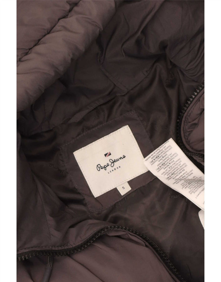 PEPE Jeans Womens Hooded Oversized Padded Jacket UK 10 Small Grey Polyester
