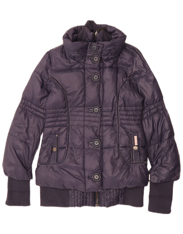 KHUJO Womens Padded Jacket UK 14 Large Navy Blue Polyamide