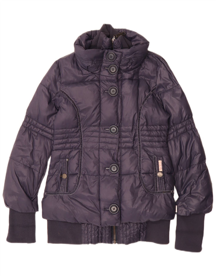 KHUJO Womens Padded Jacket UK 14 Large Navy Blue Polyamide