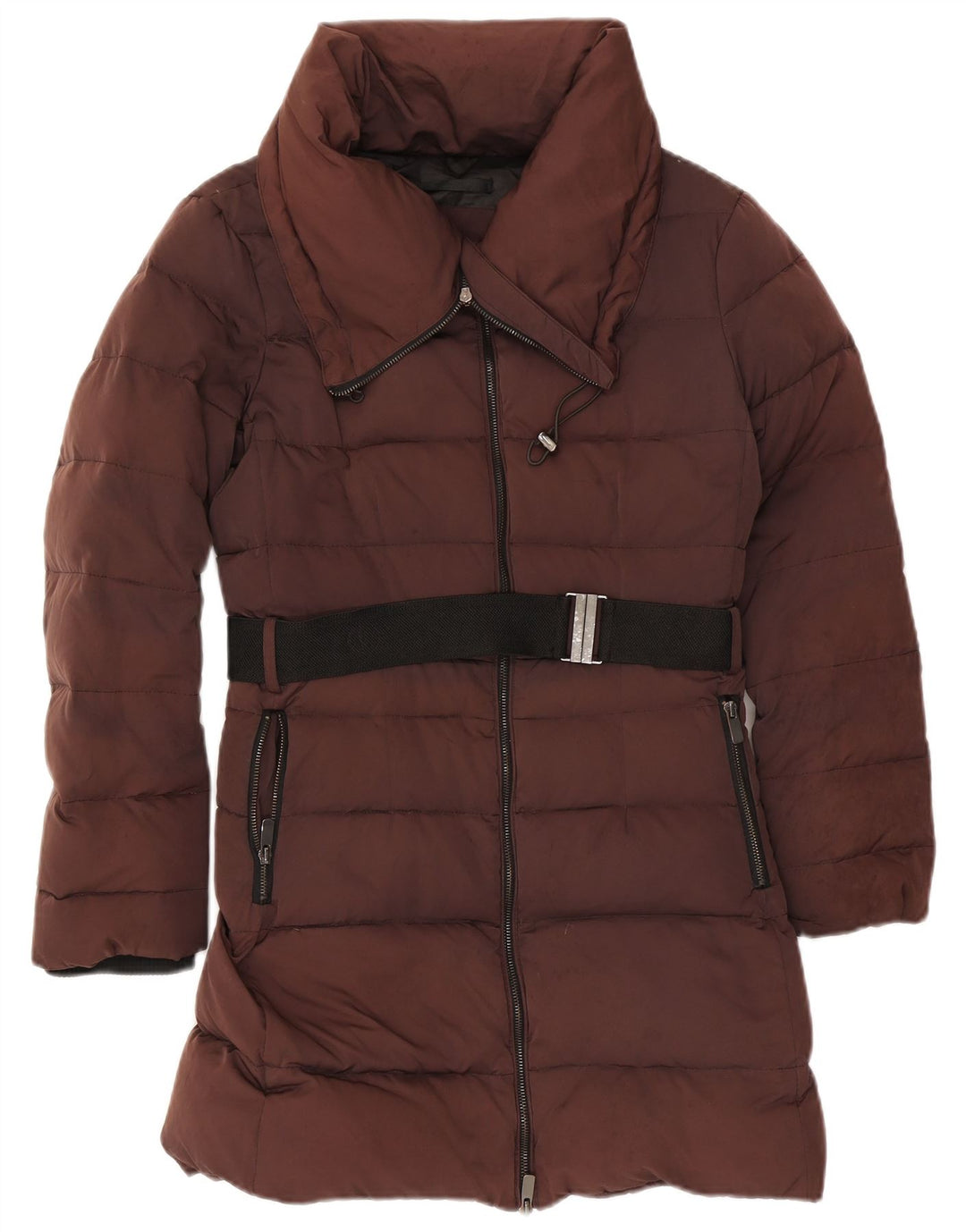 Zara Womens Padded Coat UK 16 Large Brown