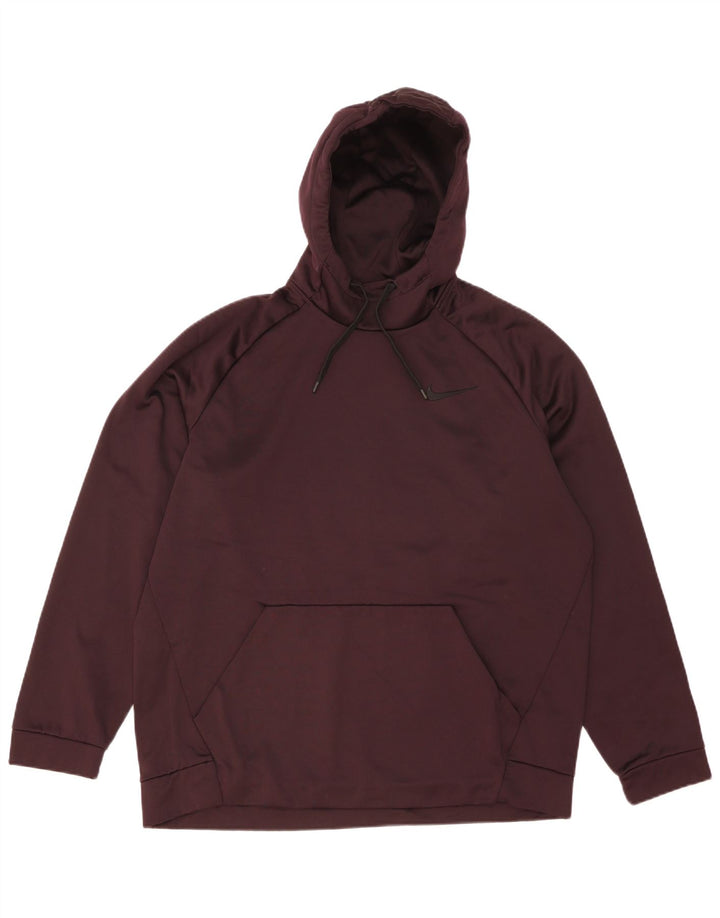 Nike Mens Dri Fit Hoodie Jumper XL Burgundy Polyester