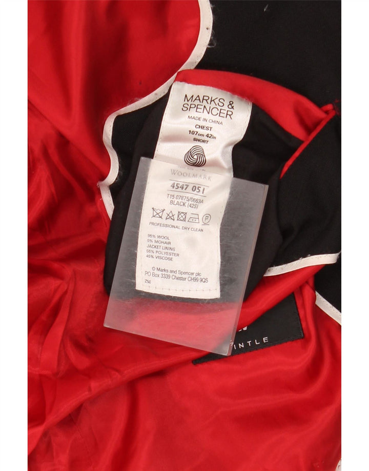 Marks & Spencer Mens 1 Button Blazer Jacket UK 42 XL Black Wool