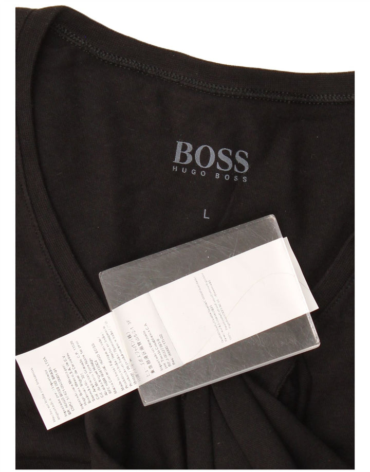 HUGO BOSS Mens T-Shirt Top Large Black Cotton