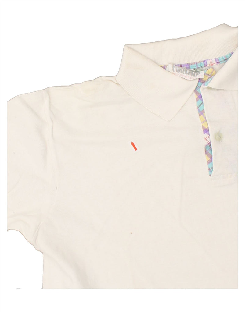 VINTAGE Mens Polo Shirt Medium White Cotton Vintage Vintage and Second-Hand Vintage from Messina Hembry 