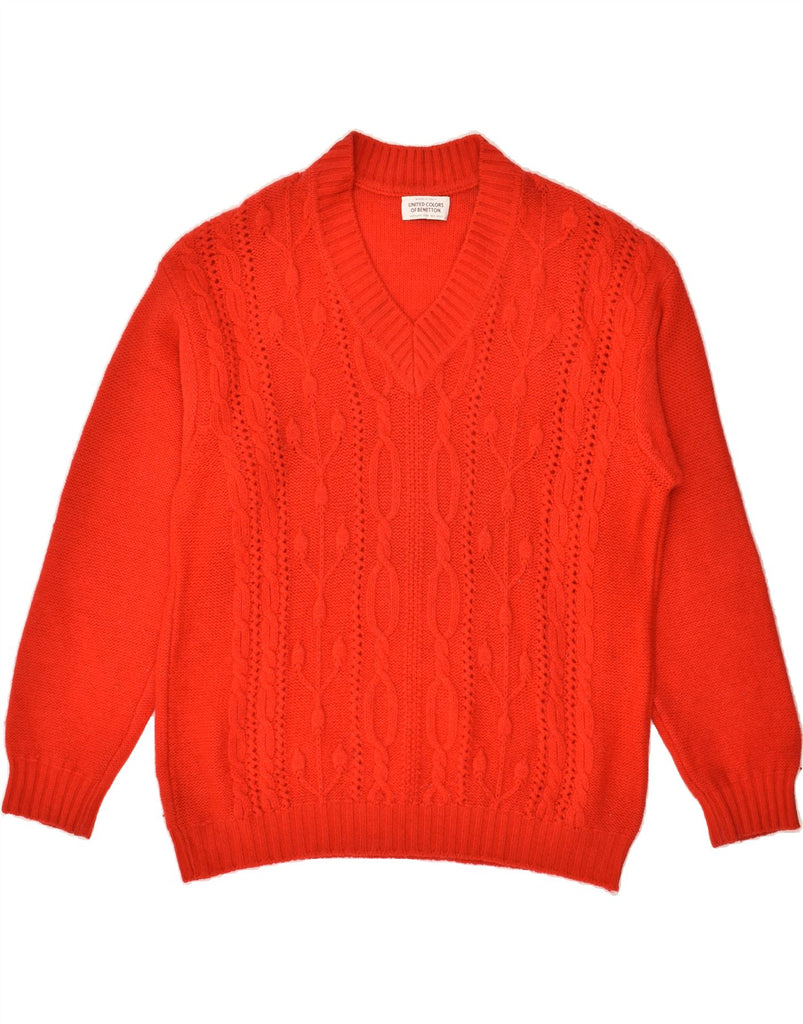 BENETTON Womens V-Neck Jumper Sweater UK 16 Large Red | Vintage Benetton | Thrift | Second-Hand Benetton | Used Clothing | Messina Hembry 