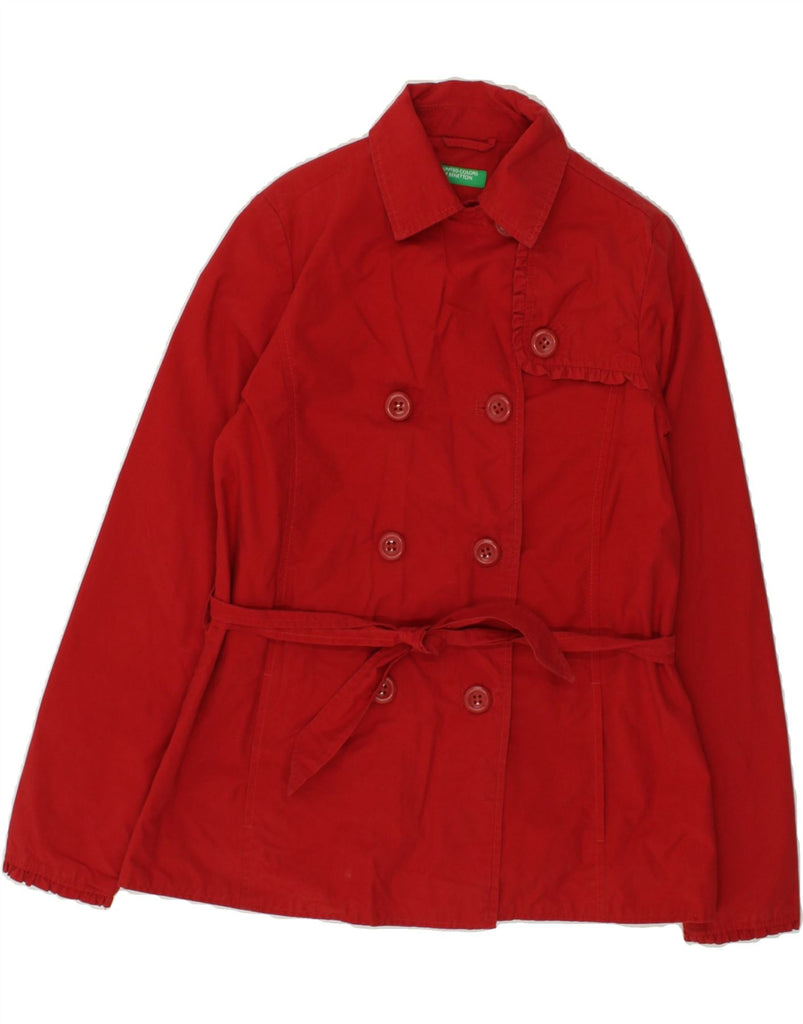 BENETTON Girls Double Breasted Coat 11-12 Years 2XL Red Cotton | Vintage Benetton | Thrift | Second-Hand Benetton | Used Clothing | Messina Hembry 