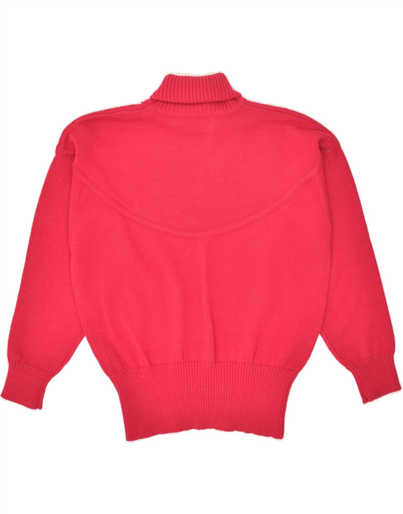 BOGNER Womens Graphic Roll Neck Jumper Sweater UK 16 Large Pink Wool Vintage Bogner and Second-Hand Bogner from Messina Hembry 