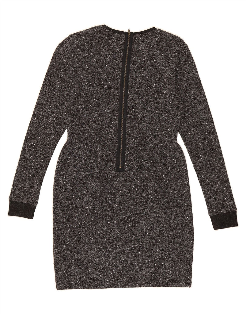 TOPSHOP Womens Long Sleeve Sheath Dress UK 10 Small Black Flecked Vintage Topshop and Second-Hand Topshop from Messina Hembry 
