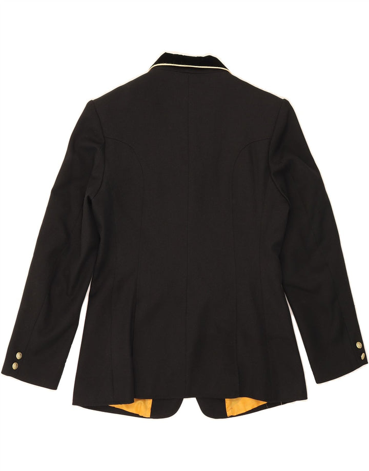 VINTAGE Womens 4 Button Blazer Jacket UK 12 Medium Black Polyester Vintage Vintage and Second-Hand Vintage from Messina Hembry 