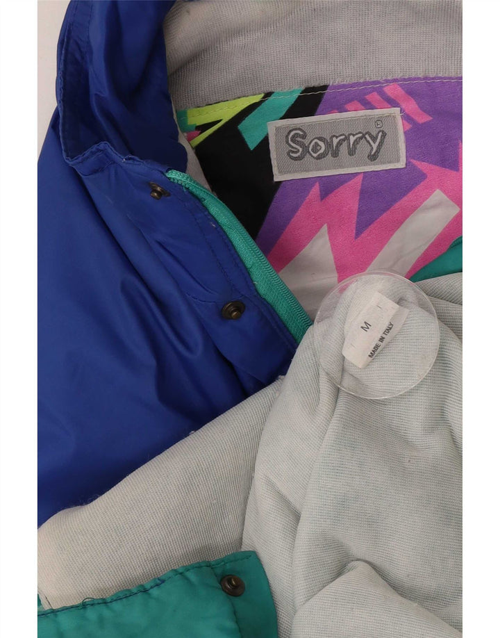 Sorry Mens Hooded Tracksuit Top Jacket Medium Blue Colourblock Polyamide