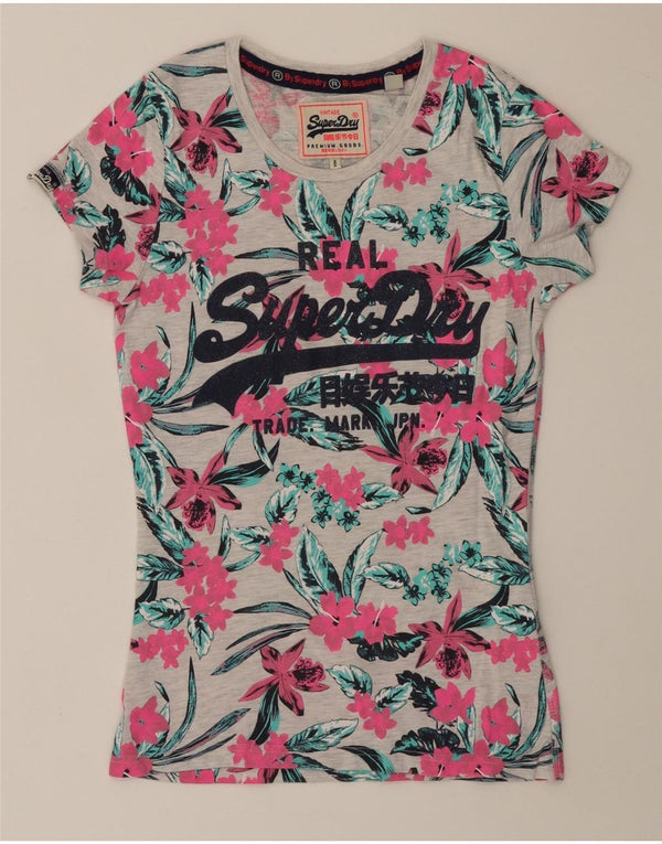 Superdry Womens Graphic T-Shirt Top UK 6 XS Multicoloured Floral Cotton