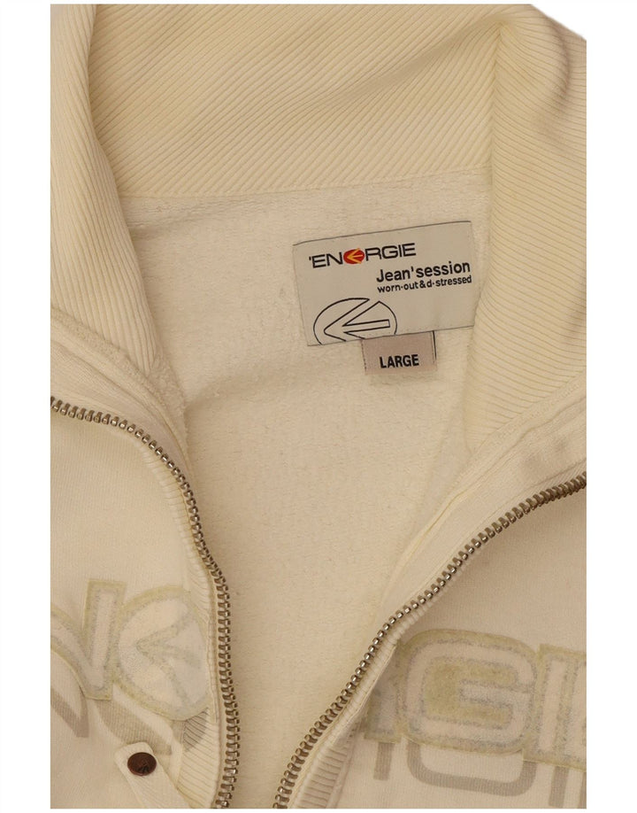 Energie Mens Graphic Tracksuit Top Jacket Large Off White