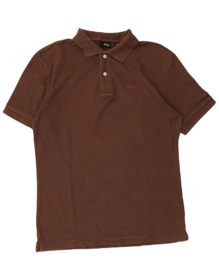 Fila Mens Polo Shirt Medium Brown Cotton
