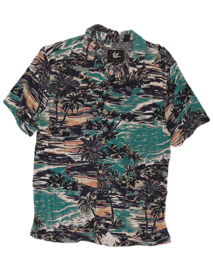 Pull & Bear Mens Hawaiian Short Sleeve Shirt Medium Multicoloured Viscose