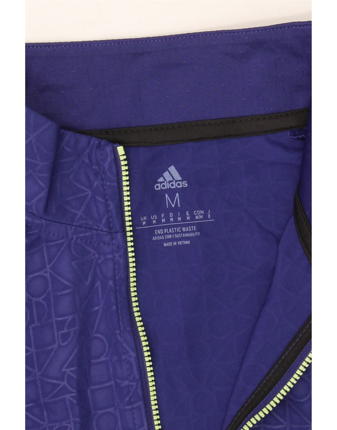 ADIDAS Mens Zip Neck Pullover Tracksuit Top Medium Navy Blue Geometric Vintage Adidas and Second-Hand Adidas from Messina Hembry 