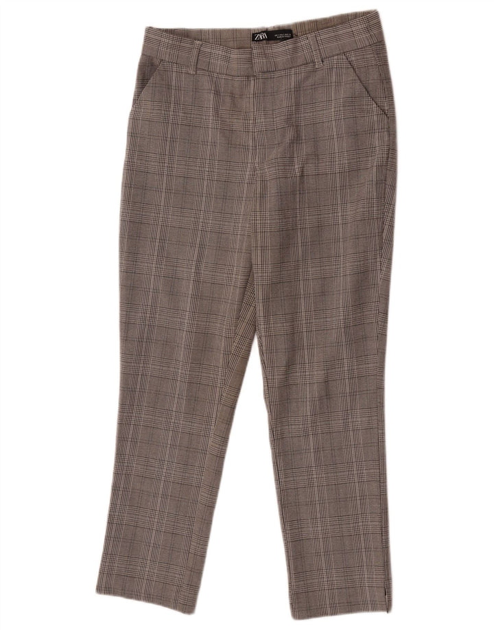 Zara Womens Slim Chino Trousers Small W26 L25 Grey Check