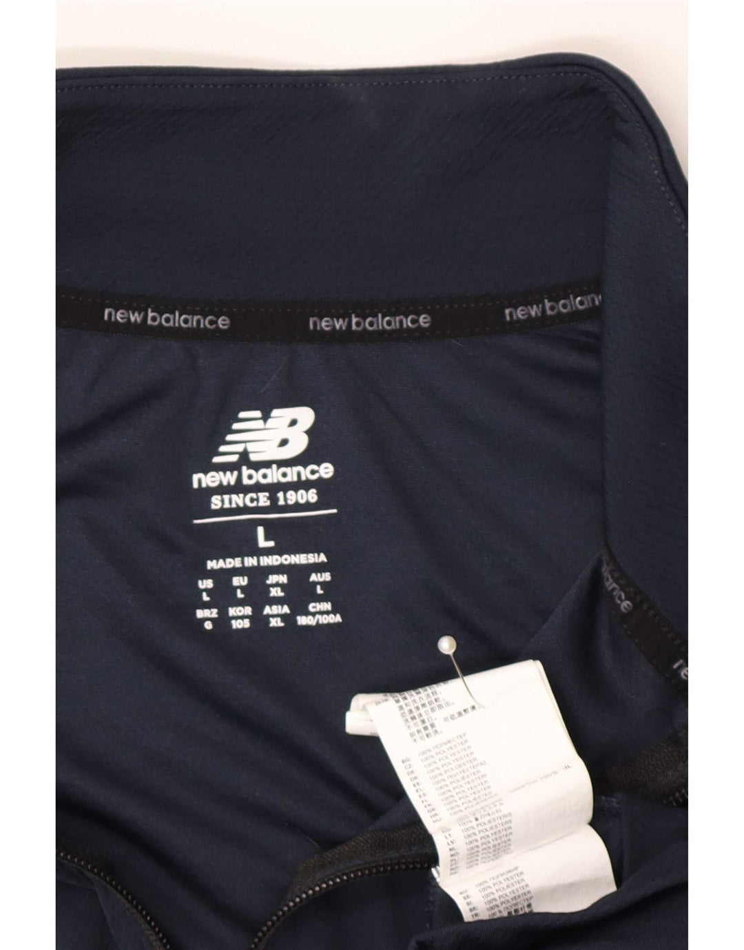 New Balance Mens Tracksuit Top Jacket Large Navy Blue Polyester Sports