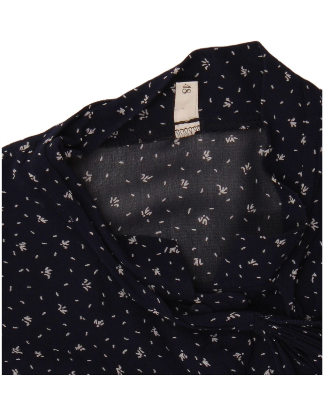 Vintage Womens See Through Shirt Blouse IT 48 XL Navy Blue Spotted