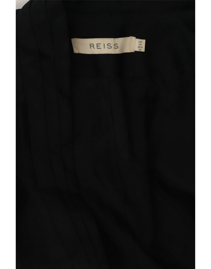 REISS Womens Crop 1 Button Blazer Jacket UK 14 Medium Black Vintage Reiss and Second-Hand Reiss from Messina Hembry 