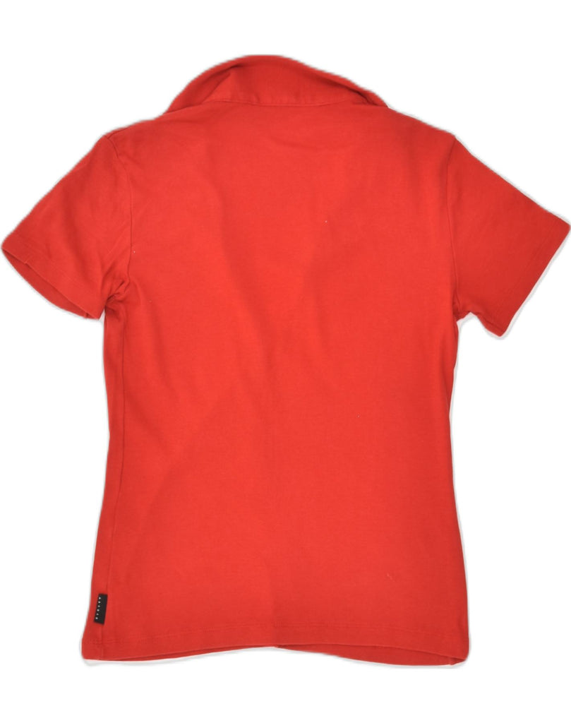 SISLEY Womens Polo Shirt IT 12 Medium Red Cotton | Vintage Sisley | Thrift | Second-Hand Sisley | Used Clothing | Messina Hembry 