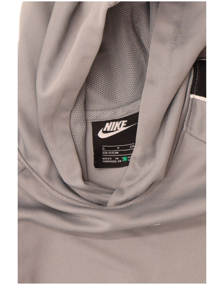 Nike Boys Graphic Hoodie Jumper 8-9 Years Small Grey Colourblock Polyester