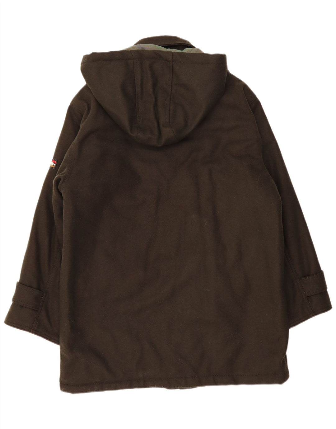 POLBOT Mens Hooded Overcoat UK 40 Large Khaki Wool