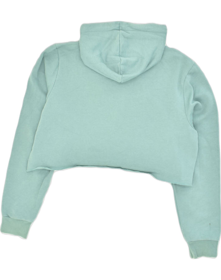 PUMA Womens Crop Hoodie Jumper UK 14 Medium Green Cotton | Vintage Puma | Thrift | Second-Hand Puma | Used Clothing | Messina Hembry 