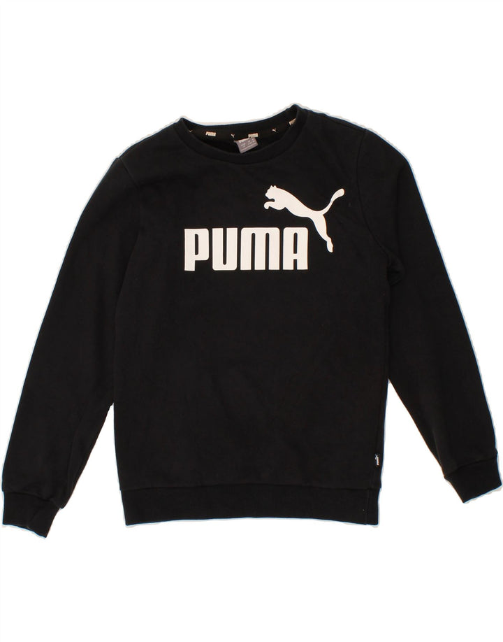PUMA Boys Graphic Sweatshirt Jumper 11-12 Years Black Cotton Vintage Puma and Second-Hand Puma from Messina Hembry 