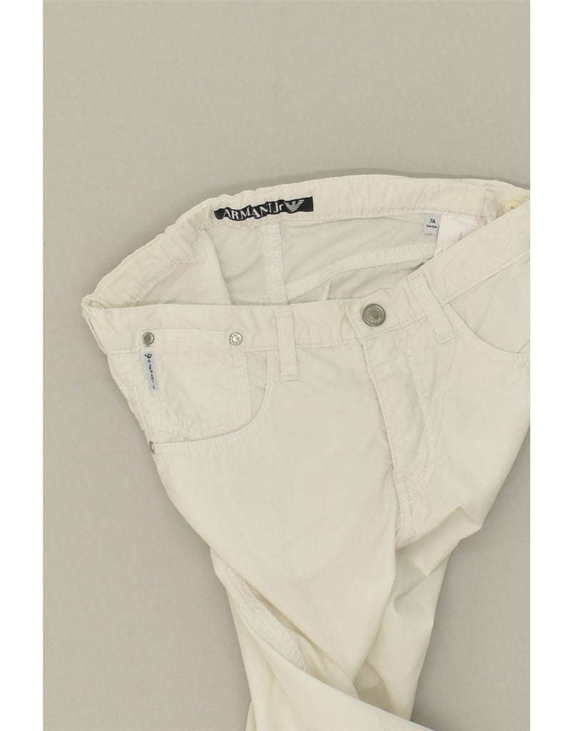 ARMANI JUNIOR Boys Straight Casual Trousers 6-7 Years W24 L22 White Cotton | Vintage Armani Junior | Thrift | Second-Hand Armani Junior | Used Clothing | Messina Hembry 