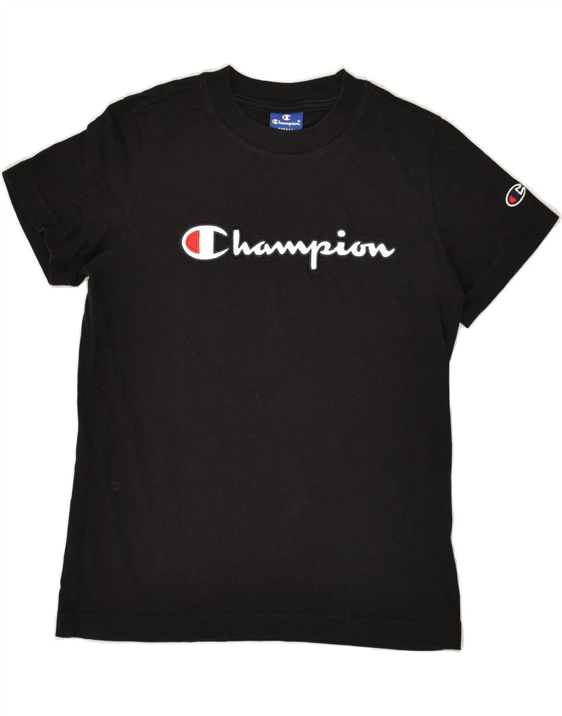 CHAMPION Boys Graphic T-Shirt Top 9-10 Years Small Black Cotton | Vintage Champion | Thrift | Second-Hand Champion | Used Clothing | Messina Hembry 