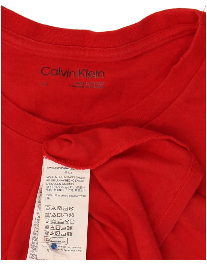 CALVIN KLEIN Mens Graphic T-Shirt Top Large Red Cotton