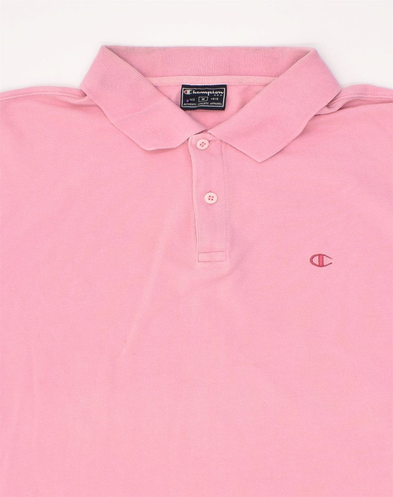 CHAMPION Mens Polo Shirt Medium Pink Cotton | Vintage Champion | Thrift | Second-Hand Champion | Used Clothing | Messina Hembry 