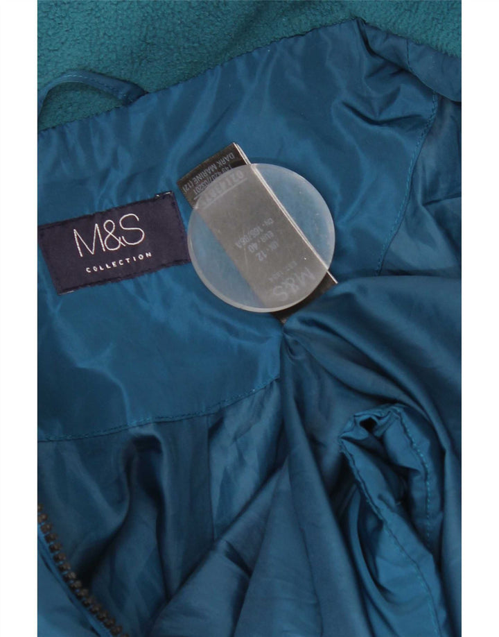 Marks & Spencer Womens Quilted Padded Jacket UK 12 Medium Blue Polyester