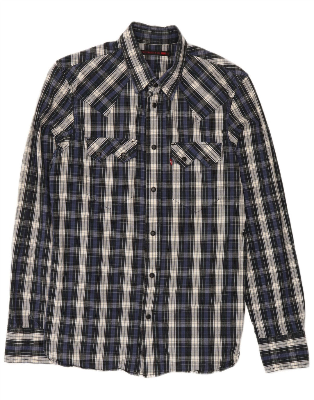 Levi's Mens Shirt Medium Navy Blue Check Cotton