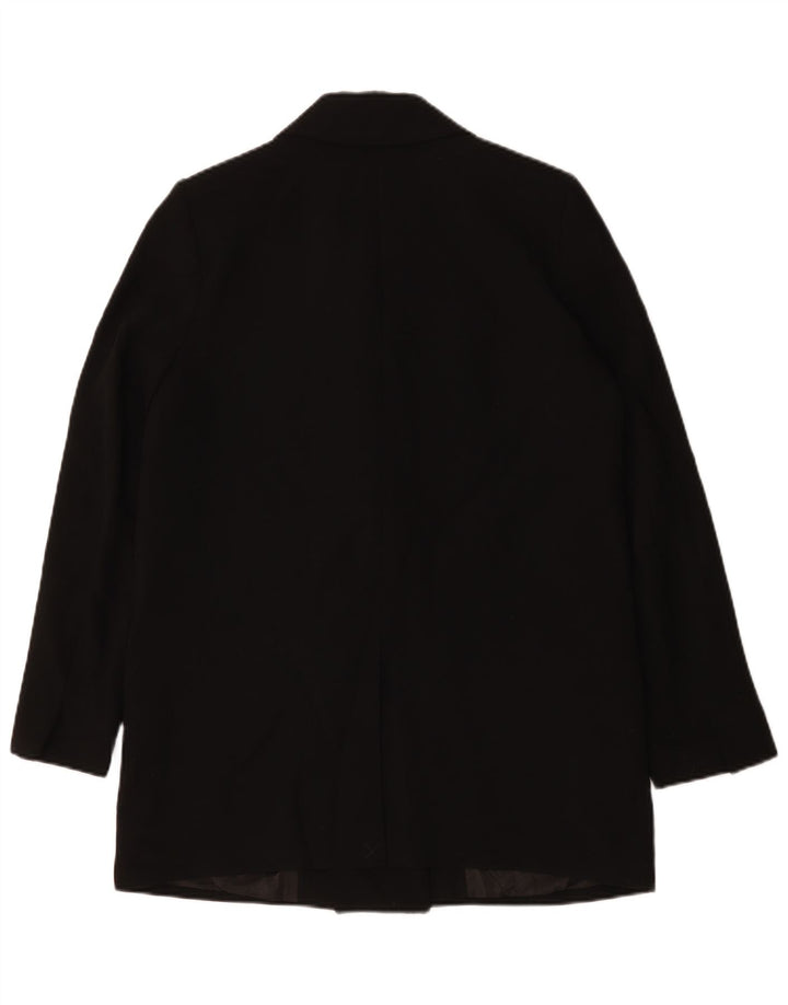 Zara Womens Longline Double Breasted Blazer Jacket UK 16 Large Black
