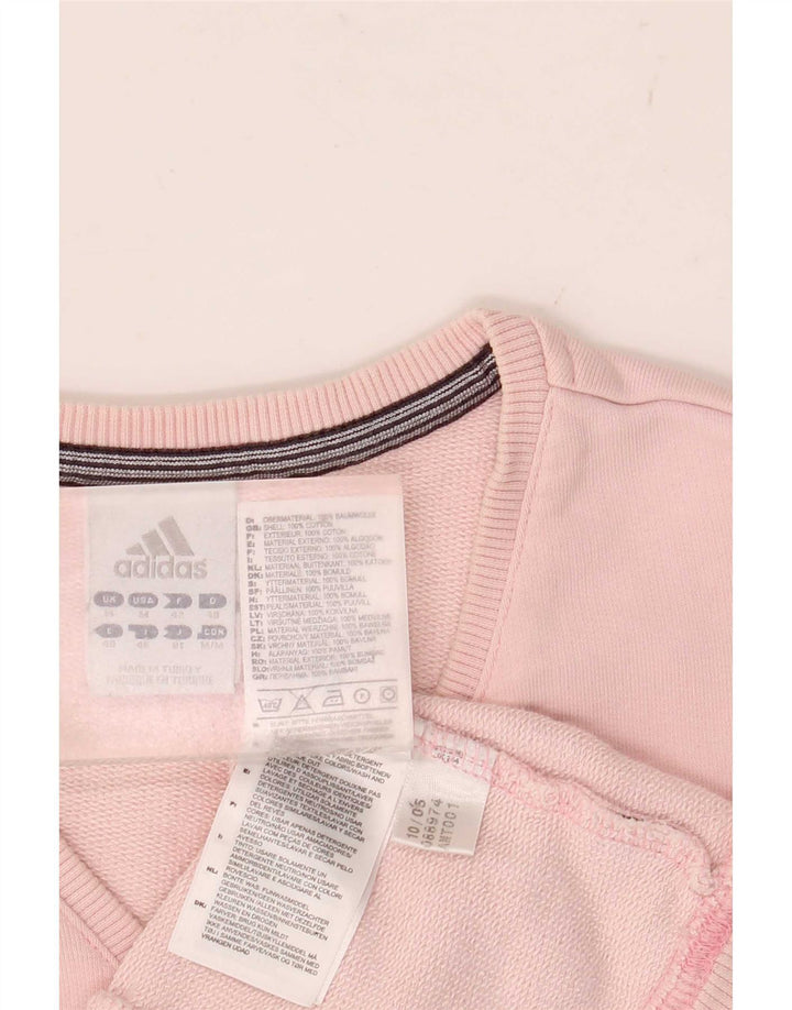 Adidas Womens Sweatshirt Jumper UK 14 Medium Pink Cotton