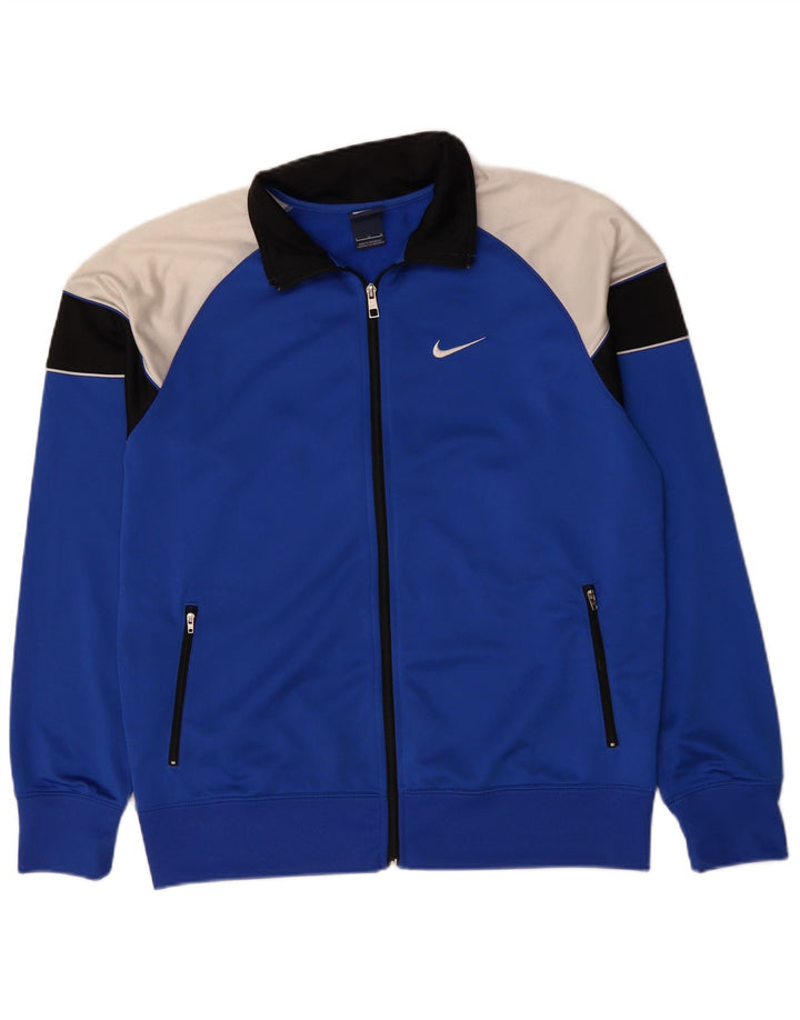 Nike Mens Tracksuit Top Jacket Large Blue Colourblock Polyester