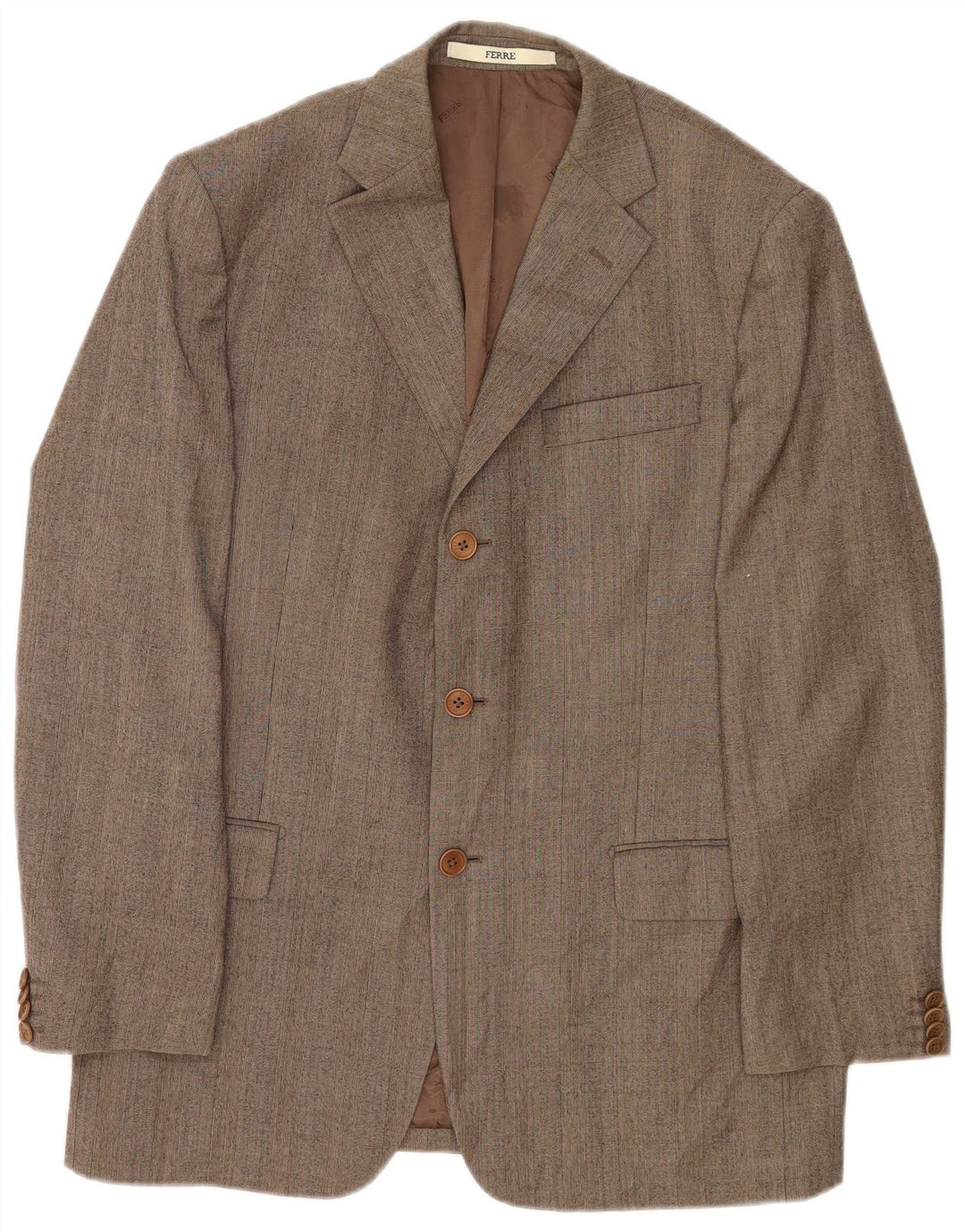 Ferre Mens Ittierre 3 Button Biker Jacket IT 50 Large Brown Check